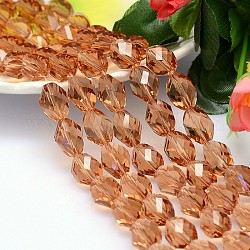 Sfaccettato poliedro imitazione di cristallo austriaco fili di perline, grado aaa, sabbia marrone, 11x8mm, Foro: 0.9~1 mm, circa 37pcs/filo, 15.7 pollice