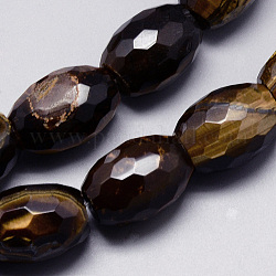 Natürlichen Tigerauge Perlen Stränge, facettiert, Trommel, 15x19~21 mm, Bohrung: 1.5 mm, ca. 20 Stk. / Strang, 16.1 Zoll