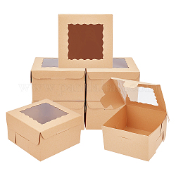 Nbeads 20 шт. подарочные коробки, верблюжьи хлебобулочные коробки коробки для кексов маленькие коробки для торта крафт-коробки для угощений с окном для предложения день рождения свадьба, 10x10x6 см готово