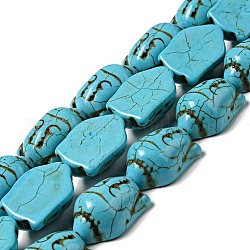 Chapelets de perles en turquoise synthétique, teinte, Bouddha, turquoise, 29x20x13mm, Trou: 1mm, environ 90 pcs/1000 g