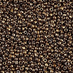 12/0 Metallic Colours Round Glass Seed Beads, Camel, 2mm, Hole: 1mm, about 3304pcs/50g
