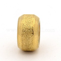 Perle strutturate in acciaio inossidabile, perline rondelle  con foro grande, placcatura ionica (ip), oro, 11x6mm, Foro: 6 mm