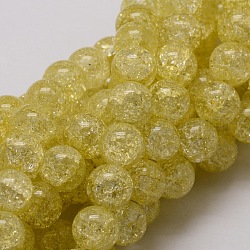 Knistern Glas runde Perlen Stränge, Gelb, 10 mm, Bohrung: 1 mm, ca. 40 Stk. / Strang, 15 Zoll