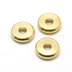 Latón entrepieza de abalorios, disco, dorado, 10x2.5mm, agujero: 2.5 mm