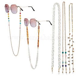 5Pcs 5 Styles Eyeglasses Chains, Neck Strap for Eyeglasses, with Mixed Chains and 304 Stainless Steel Lobster Claw Clasps, Mixed Color, 1pc/style