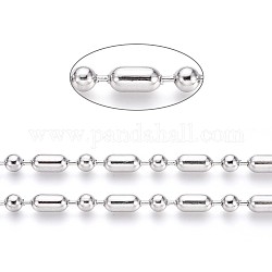 304 Stainless Steel Ball Chains, Stainless Steel Color, Column: 12.5x6mm, Ball: 6mm