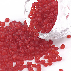Perles de rocaille en verre, couleurs mates, ronde, rouge, 3mm