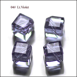 Abalorios de cristal austriaco de imitación, aaa grado, facetados, cubo, lila, 7x8.5x8.5mm, agujero: 0.9~1 mm