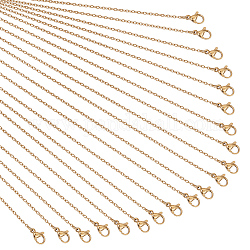 Nbeads 20Pcs 304 Stainless Steel Cable Chain Necklaces Set for Men Women, Golden, 17.72 inch(450mm)