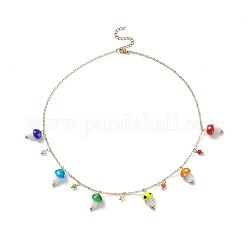 Ожерелья с подвесками в виде грибов лэмпворк, золотые латунные украшения для женщин, красочный, 17.52 дюйм (44.5 см)
