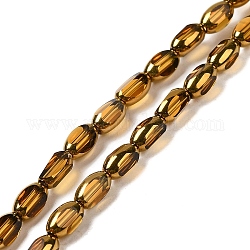 Chapelets de perles en verre transparent électrolytique, ovale à facettes, verge d'or, 7x4.5x3.5mm, Trou: 1mm, Environ 50 pcs/chapelet, 12.99'' (33 cm)