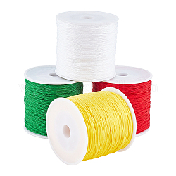 4 рулон 4-х цветных плетеных нейлоновых ниток, китайский шнур для завязывания бисера шнур для изготовления ювелирных изделий из бисера, разноцветные, 0.8 мм, Около 100 ярдов / рулон, 1roll / цвет