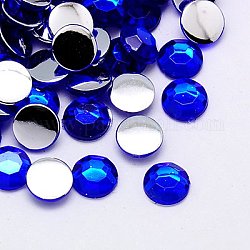Cabochons à dos plat de strass d'imitation acrylique de Taiwan, facette, demi-rond / dôme, bleu moyen, 10x3mm, environ 2000 pcs / sachet 