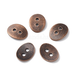 Brass Button Clasps, Nickel Free, Red Copper, about 10mm wide, 14mm long, 1mm thick, hole: 2mm