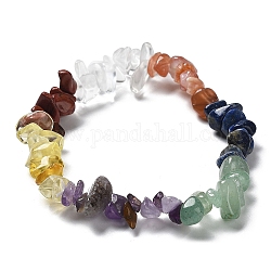 Bracelets extensibles en perles de pierres précieuses naturelles mélangées et de copeaux de verre, diamètre intérieur: 2-1/8 pouce (5.5 cm)