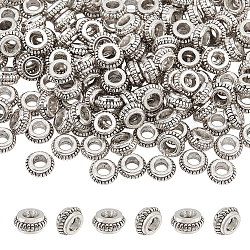 DICOSMETIC 200Pcs Donut Beads Large Hole Antique Silver Beads 3mm Flower Flat Rondelle Beads Small Loose Spacers Beads Alloy Tibetan Spacer Beads for Earring Bracelets Jewelry Making