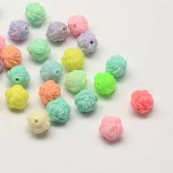 Opaque Acrylic Flower Beads, Rose, Mixed Color, 12x12mm, Hole: 2mm, about 680pcs/500g