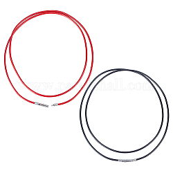 Sunnyclue 2pcs 2 Farben Polyester gewachste Schnüre Halskettenherstellung, mit 304 Edelstahl Bajonettverschlüsse, Edelstahl Farbe, black & red, Mischfarbe, 66x0.2 cm
