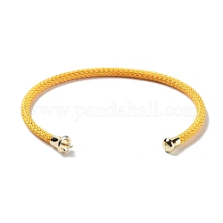 Fabrication de bracelet manchette en acier inoxydable, avec accessoire en laiton de ton doré, pour la moitié de perles percées, or, diamètre intérieur: 1-3/4x2-3/8 pouce (4.6x6 cm), pin: 1 mm
