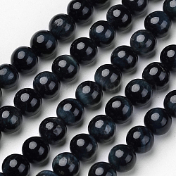 Natural Blue Tiger Beads Strands, Grade A, Round, 10mm, Hole: 1mm, about 39pcs/strand, 15.3 inch