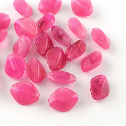 Rombo perline acrilico imitazione della pietra preziosa, rosa intenso, 16.5x13x8mm, Foro: 2 mm, circa 700pcs/500g