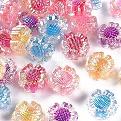 Abalorios de acrílico transparentes, talón en grano, color de ab, flor, color mezclado, 5/8 pulgada (16 mm), agujero: 2 mm, aproximamente 413 unidades / 500 g
