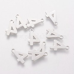 201 Stainless Steel Charms, Num.4, 13x8.5x1.1mm