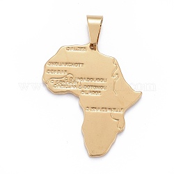 304ステンレス鋼ペンダント  アフリカの地図  ゴールドカラー  35x30x2mm  穴：4.5x7.5mm