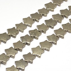 Star Natural Pyrite Beads Strands, 12x12x4~5mm, Hole: 1mm, about 38pcs/strand, 15.7 inch
