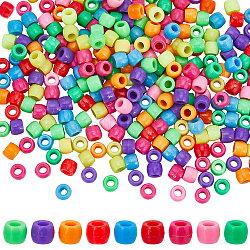 Perline di plastica sunnyclue, barile, colore misto, 8x6mm, Foro: 3.5 mm, 1000pcs/scatola