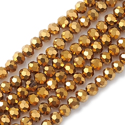 Chapelets de perles en verre électroplaqué, facette, rondelle, or, 5x6mm, Trou: 1.2mm, Environ 95 pcs/chapelet, 20.87'' (53 cm)