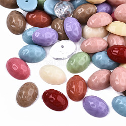 Perle di resina miste opache e trasparenti, mezzo forato, mezzo ovale martellato, colore misto, 14x10x5.5mm, Foro: 1.6 mm