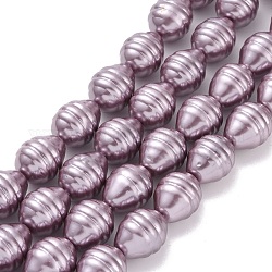 Electroplate Shell Pearl Beads Strands, Potato, Purple, 15~16.5x12~12.5mm, Hole: 0.8mm, about 26pcs/strand, 15.7 inch~16.1 inch(40~41cm) 