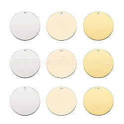 Brass Pendants, Flat Round, Blank Stamping Tag, Platinum & Light Gold & Golden, 20x0.5mm, Hole: 1.4mm, 24pcs/set