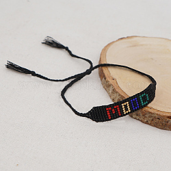 Браслет с плетеными звеньями, регулируемый браслет дружбы с надписью «Настроение» для женщин, чёрные, 11 дюйм (28 см)