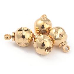 Perline in ottone, placcato di lunga durata, tondo, vero placcato oro 24k, 9x6~7mm, Foro: 1.4 mm