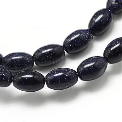 Chapelets de perles en pierre d'or bleue synthétique, ovale, 9x6mm, Trou: 1mm, Environ 44 pcs/chapelet, 15.55 pouce