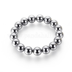 Bracelets extensibles en perles de pierre terahertz, ronde, 2-1/4 pouce (5.8 cm), perle: 12 mm