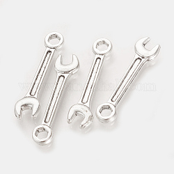 Colgantes de la aleación de estilo tibetano, llave inglesa, sin plomo y cadmio, plata antigua, 24x6x2mm, agujero: 2 mm