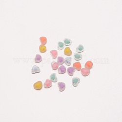 Gefrostet transparent Acrylperlen, Perle in Perlen, Herz, Mischfarbe, 12.5x15x11.5 mm, Bohrung: 2.5 mm, ca. 50 Stk. / Beutel