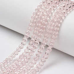 Glass Beads Strands, Faceted, Rondelle, Pink, 3.5x3mm, Hole: 0.4mm, about 123~127pcs/strand, 13.78 inch~14.17 inch(35~36cm)