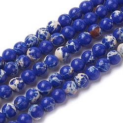 Synthetic Imperial Jasper Beads Strands, Dyed, Round, Dark Blue, 4mm, Hole: 0.7mm, about 94pcs/strand, 15.15 inch(38.5cm)