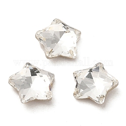 Cabujones de cristal de rhinestone, punta trasera y trasera plateada, facetados, estrella, cristal, 7x7x3mm