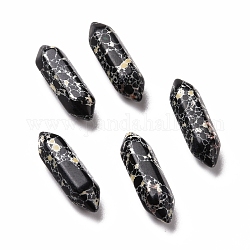 Synthetic Black Imperial Jasper Beads, No Hole, Faceted, Double Terminated Point, 22~23x6x6mm