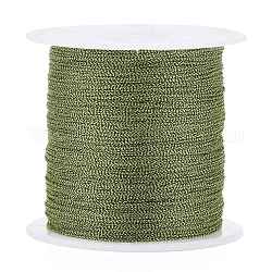 Fil métallique tressé en polyester, pour la fabrication de bracelets tressés et la broderie, vert olive foncé, 0.4mm, 6 pli, environ 54.68 yards (50 m)/rouleau