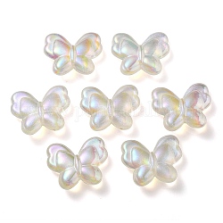 Placage uv perles acryliques transparentes lumineuses, brillent dans le noir, papillon, clair ab, 25x30x8.5mm, Trou: 2mm