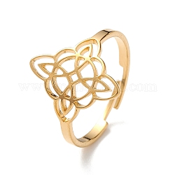 Nudo marinero 304 anillo ajustable hueco de acero inoxidable para mujer, dorado, diámetro interior: 18 mm