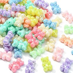 200Pcs Opaque Acrylic Beads, AB Color Plated, Bear, Mixed Color, 18x11x7mm, Hole: 1.8mm