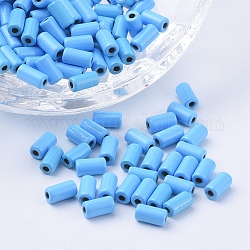 Spruzzare perline in lega verniciati, tubo, cielo blu, 6x3mm, Foro: 1.2 mm
