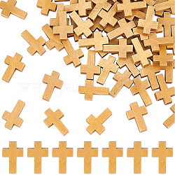 SUNNYCLUE 100Pcs Wood Cross Charms Mini Cross Charms Bulk Cross Bead Charms Mini Wood Crosses Pocket Cross Bulk Cross Rosaries Crucifix Charms for Jewelry Making Hanging Ornament Party Favors Gift